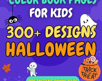 PAQUETE DE VALOR PARA COLOREAR DE HALLOWEEN / Más de 300 hojas imprimibles divertidas y espeluznantes para niños / Actividades de Halloween / Libro para colorear para dibujar para niños