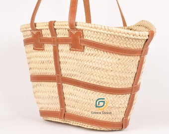 Straw basket leather lines