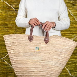 Wicker Shoping basket  leather handle Xlarge size