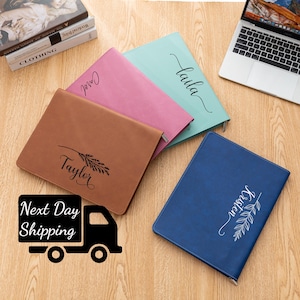 Portafolio de cuero personalizado, portafolio de cuero con cremallera, bloc de notas personalizado, cuero vegano, funda de bloc de notas personalizada, portafolio tamaño carta