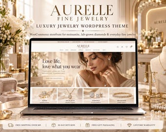 Tema de WordPress para joyería de lujo compatible con WooCommerce y Elementor. Plantilla gratuita para sitios web de joyerías.