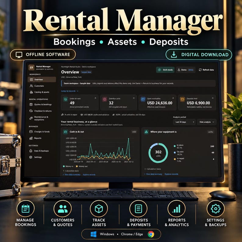 Rental Manager Offline Software | Equipment Rental Tracker, Bookings ...
