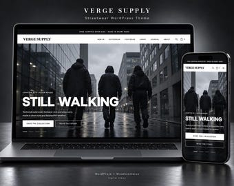 Streetwear WordPress Theme, WooCommerce Fashion Store Template, Monochrome Streetwear Website, Elementor Free