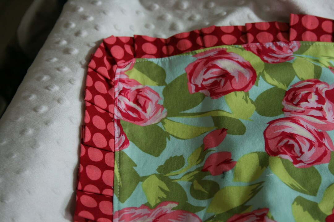 Amy Butler Tumble Roses Baby Blanket Ruffle Trim Minky Back - Etsy