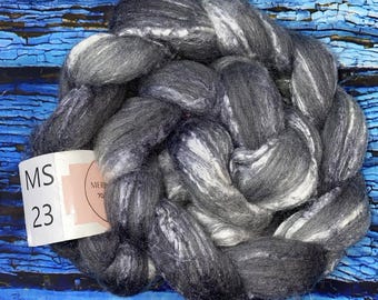 Kettle Dyed Merino/Silk  70/30 Blend Wool Top 4 oz Roving for Spinning, Crafting, Weaving, Needle Felting