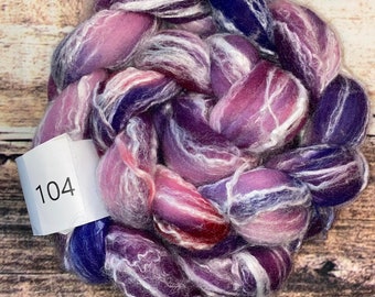 Kettle Dyed Merino/Bamboo 70/30 Blended Wool Top 4 oz Roving for Spinning, Crafting, Weaving, Needle Felting