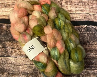 Kettle Dyed BFL/Silk  70/30 Blended Wool Top 4 oz Roving for Spinning, Crafting, Weaving, Needle Felting