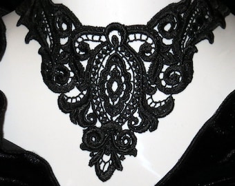 Lace Neo Victorian Steampunk Choker - Adjustable Black Gothic Venice Lace Necklace  - Black Lace Choker - Black Lace Collar - Gothic Choker