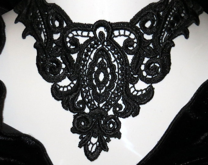 Lace Neo Victorian Steampunk Choker - Adjustable Black Gothic Venice Lace Necklace  - Black Lace Choker - Black Lace Collar - Gothic Choker