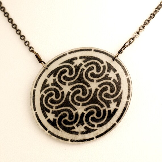 Black necklace - string, Celtic waves