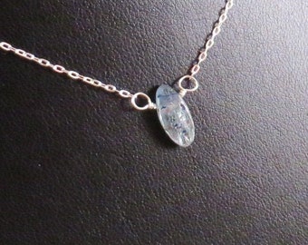 Beautiful Blue Kyanite Necklace On A Sterling Silver Chain - Blue Necklace - Sterling Silver Necklace - Petite Blue Kyanite Oval Necklace