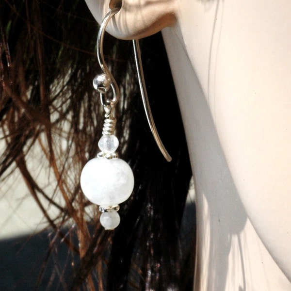 She is a Rainbow   ---   Rainbow Moonstone And Sterling Silver Earrings