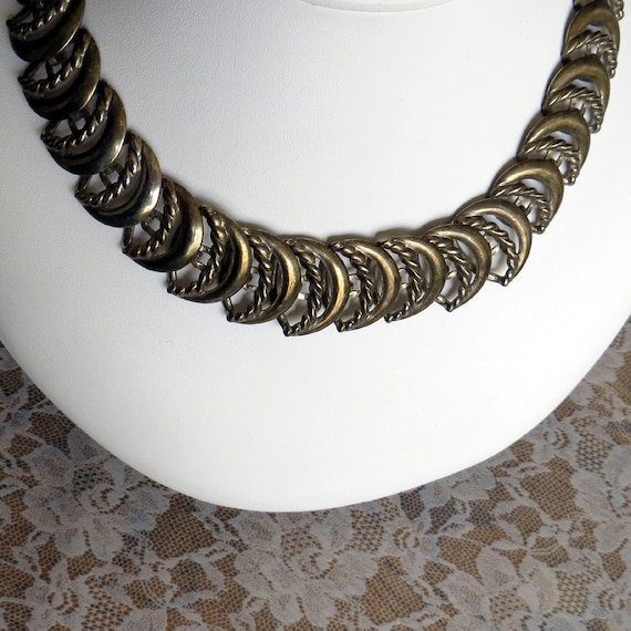 Antique Brass Collar Necklace  Vintage Brass Neck… - image 1