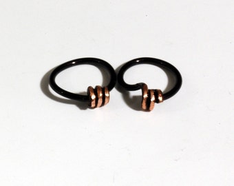 Tiny UNISEX Loop De Loop Hoops - Continuous Look Hoop Earrings In Black And Cooper, Or Non-Tarnish Silver Or Gold - Single Earring Available