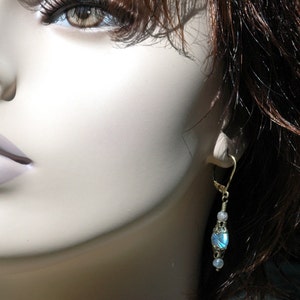 Carved Labradorite Filigree   ---   Hand Carved Labradorite And Antiqued Brass Filigree Earrings - Labradorite Earrings