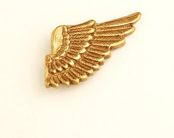 Tie Time - Feathered Wing Tie Tack That Doubles As A Lapel Pin - The Flight Series -- Unisex - Golden Brass Bird Or Angel Wing - Scatter Pin