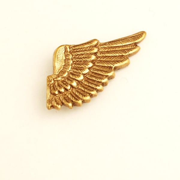 Tie Time - Feathered Wing Tie Tack That Doubles As A Lapel Pin - The Flight Series -- Unisex - Golden Brass Bird Or Angel Wing - Scatter Pin