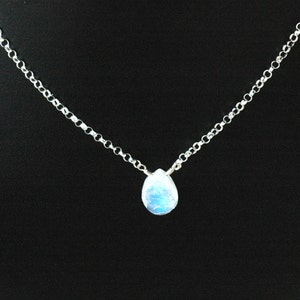 Rainbow Moonstone --- Petite Faceted Rainbow Moonstone Teardrop on a Fine Sterling Silver Or Gold Filled Chain - Rainbow Moonstone Necklace