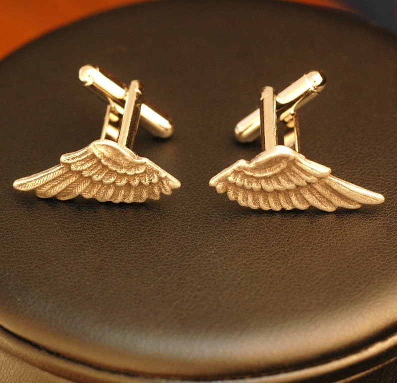 Wing Cuff Links SOLDERED Cuff Wings Antique Silver Winged Cufflinks The Flight Series Cufflink SOLDERED Feathered Fantasy Cuff Link image 5