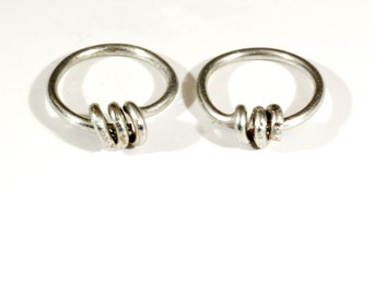 Tiny UNISEX Hoops - Continuous Look Loop De Loop Hoop Earrings In Non-Tarnish Silver, Gold Or Black And Copper - Single Earring Available