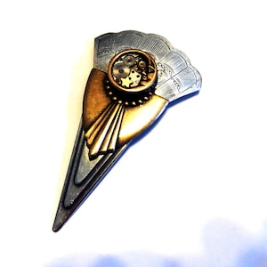 Art Deco Steampunk Necklace, Pin With Moon And Star - Art Deco Necklace - Art Deco Pin - Steampunk Pin - Steampunk Brooch - Art Deco Brooch