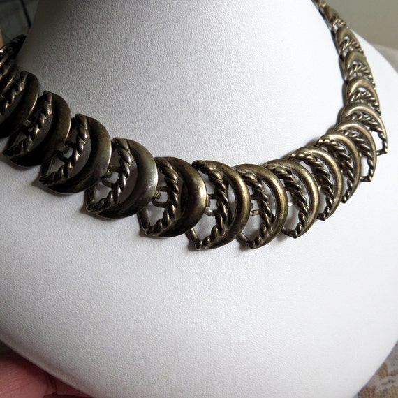 Antique Brass Collar Necklace  Vintage Brass Neck… - image 3