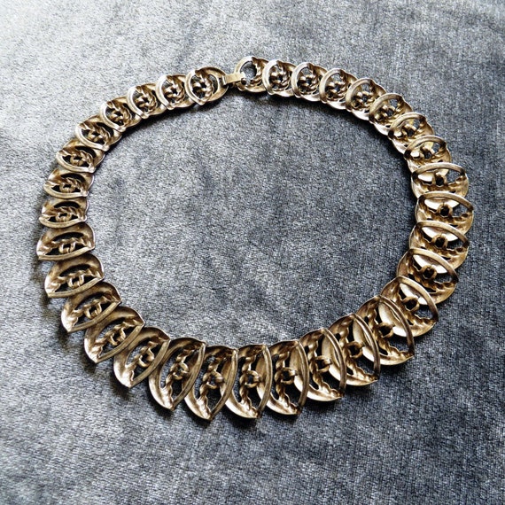 Antique Brass Collar Necklace  Vintage Brass Neck… - image 4