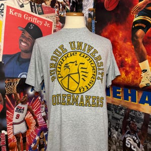 Vintage 90s Purdue University Boilermakers T Shirt Gray College Mens Size XL