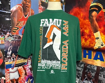 Vintage 90s Florida A&M FamU Rattlers The Marching 100 Band HBCU Tee Sz 2XL