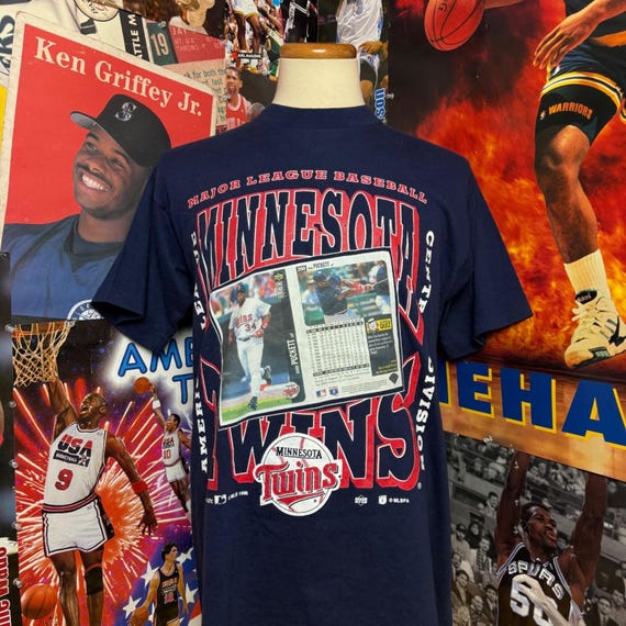 Vintage 90s Minnesota Twins Kirby Puckett Upper Deck T Shirt Baseball Sz Large