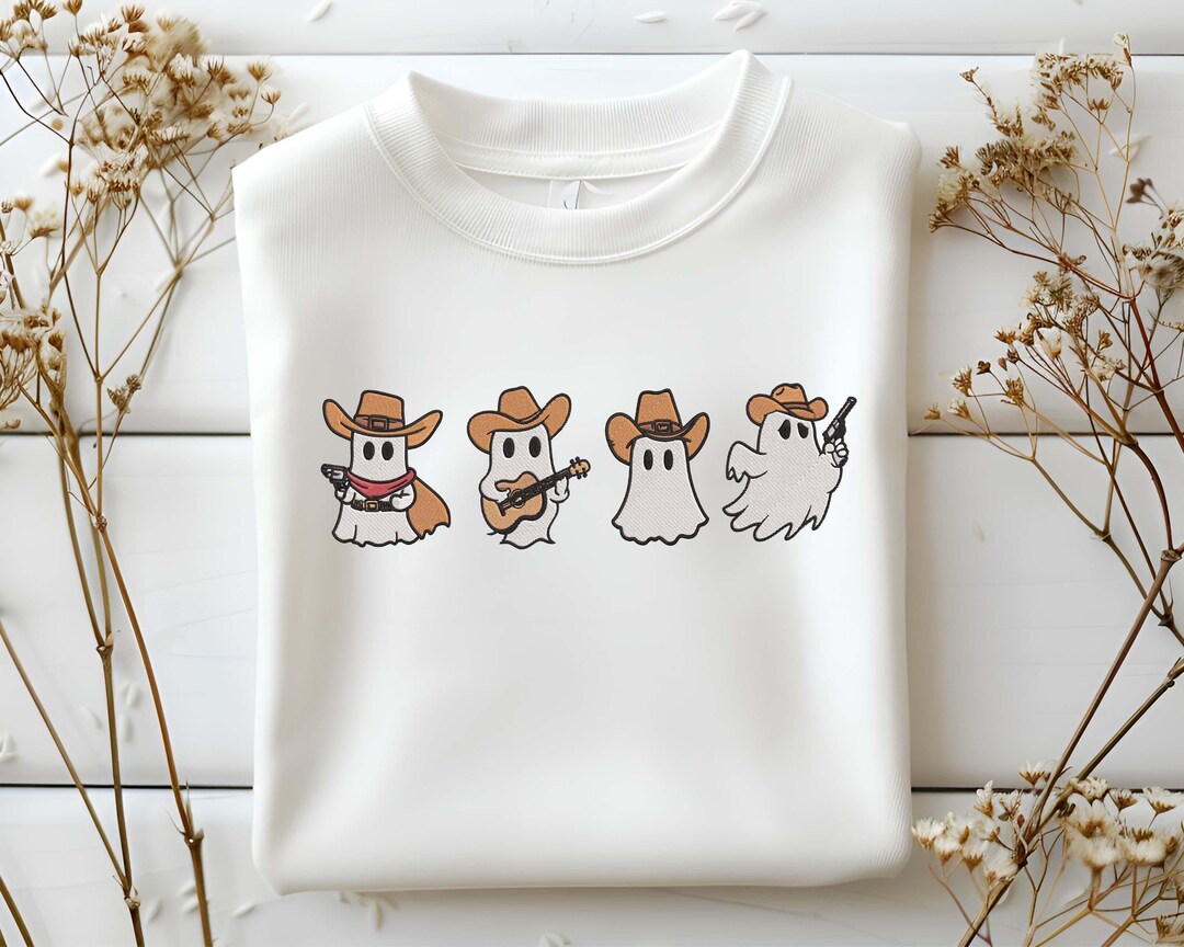 Cowboy Ghosts Embroidery Design, Halloween Ghosts Embroidery, Howdy ...