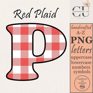 PNG lettres de A à Z rouge Vichy Alphabet chiffres caractères majuscules minuscules lettres numériques Clipart sublimation conception carreaux carreaux police