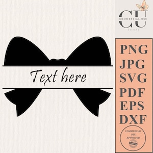 Coquette Bow Tie SVG PNG Split Monogram eps dxf Cricut Silhouette Vector Clip Art Digital File pdf jpg Sublimation Design Ladies T-shirt
