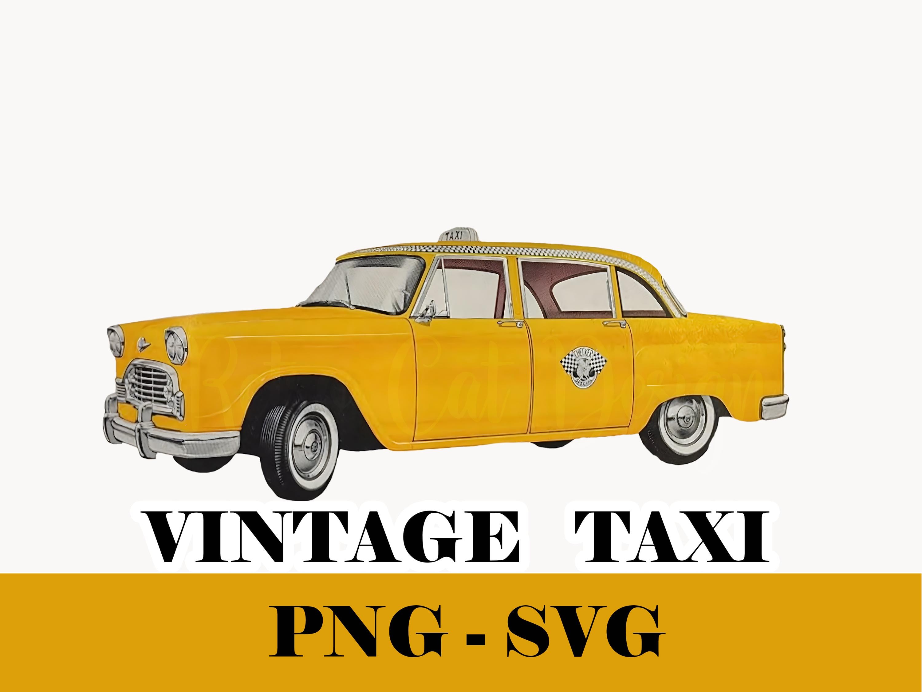 ヴィンテージイエローキャブクリップアート 本物のデザイン SVG PNG