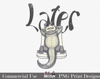 レトロ レイター ゲーター PNG デジタルデザイン Tシャツ グラフィック昇華プリントイラスト ダメージ加工テクスチャ DTF プールにいるワニ 夏