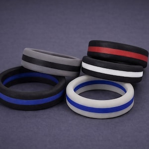 Mens Unisex Silicone Rings - Tow Tone - Gym, Work - Flexible Rubber Wedding Band - 921