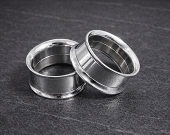 Silver Surgical Steel Ear Tunnels – Extra Smooth Screw Fit Double Flare Gauges - Ear Stretchers