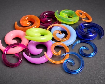 1 paio di dilatatori per orecchie a spirale in acrilico / Dilatatori colorati / Gioielli per il corpo leggeri