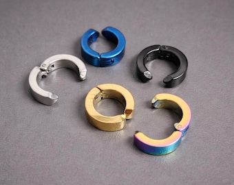 Surgical Steel Hinged Huggie Hoop Ear Cuff | No Piercing Ear Cuff | Clicker Hoop Earring | Cartilage Helix Hoop