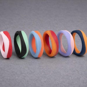 Tweekleurige siliconen damesring – slanke flexibele hypoallergene band, comfortabele trouwring voor dagelijks gebruik - 1112