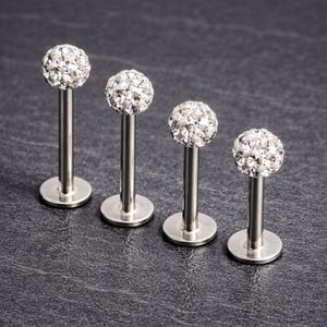 Barres labret avec dessus en cristal en acier chirurgical Piercing pour les lèvres Shamballa Monroe, bijoux Tragus