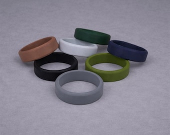 Mens Classic Silicone Wedding Ring - Hypoallergenic - Gym, Work - Flexible Rubber Wedding Band - 1110