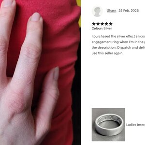 Ladies Internal Groove Silicone Wedding Band Rings - Flexible Rubber Gym & Work Safe Ring image 9