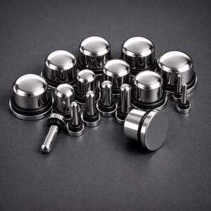 Kit d'étirement des oreilles pour étirement mort unique | Jauges auriculaires en acier 316L pour étirement mort | Civières des lobes d'oreilles | Tunnels de chair | 2 mm-16 mm