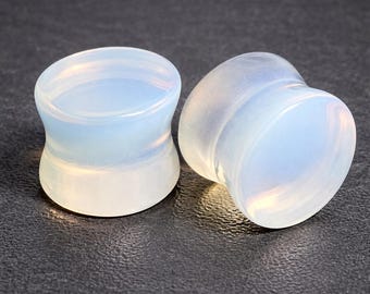 Tapones de opalita: dilatadores de piedra de doble acampanado, joyería de perforación estirada de ópalo natural iridiscente