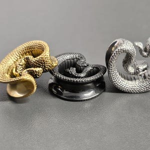 Surgical Steel Serpent Ear Plugs | Gothic Snake Tunnels, Alternative Body Jewellery