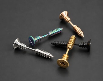 Pendientes de tornillo de acero quirúrgico, pendientes de botón con tornillo, pendientes punk industriales con tornillo, pendientes alternativos, joyería corporal