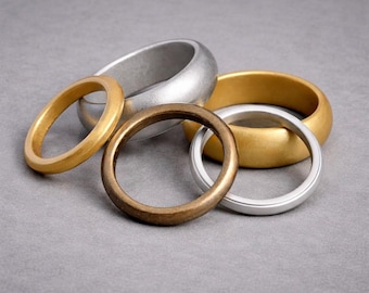 Unisex Silicone Wedding Rings – Gym, Work - Flexible Gold Silver Rubber Band Wedding Replacement - Mens & Women's Wedding Rings