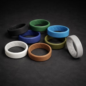 Silicone Wedding Rings – Internal Groove - Gym, Work - Flexible Rubber Wedding Band Replacement - 1111