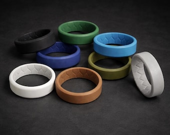 Silicone Wedding Rings – Internal Groove - Gym, Work - Flexible Rubber Wedding Band Replacement - 1111